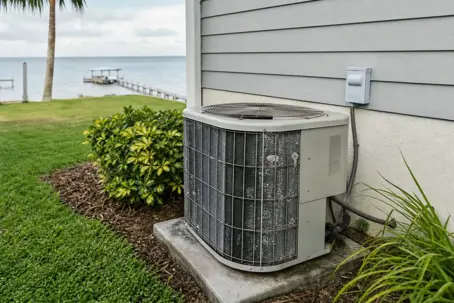 Rusty Old HVAC unit outside a house