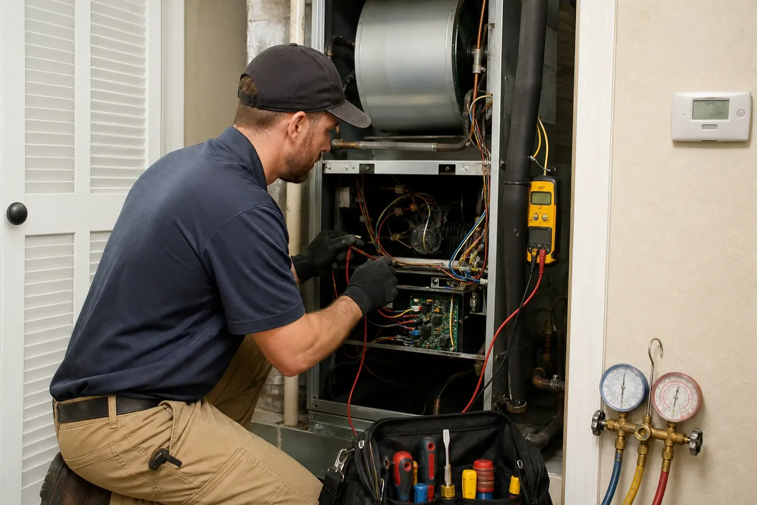 Seasonal AC tune-up inspection in a Pensacola property