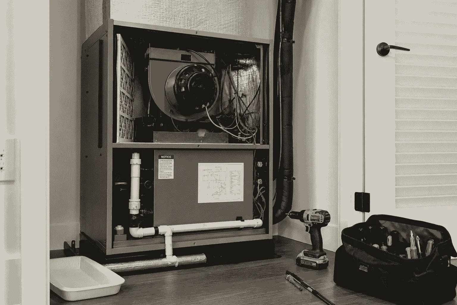 Air conditioning system components inspected during a seasonal AC tune-up in Pace