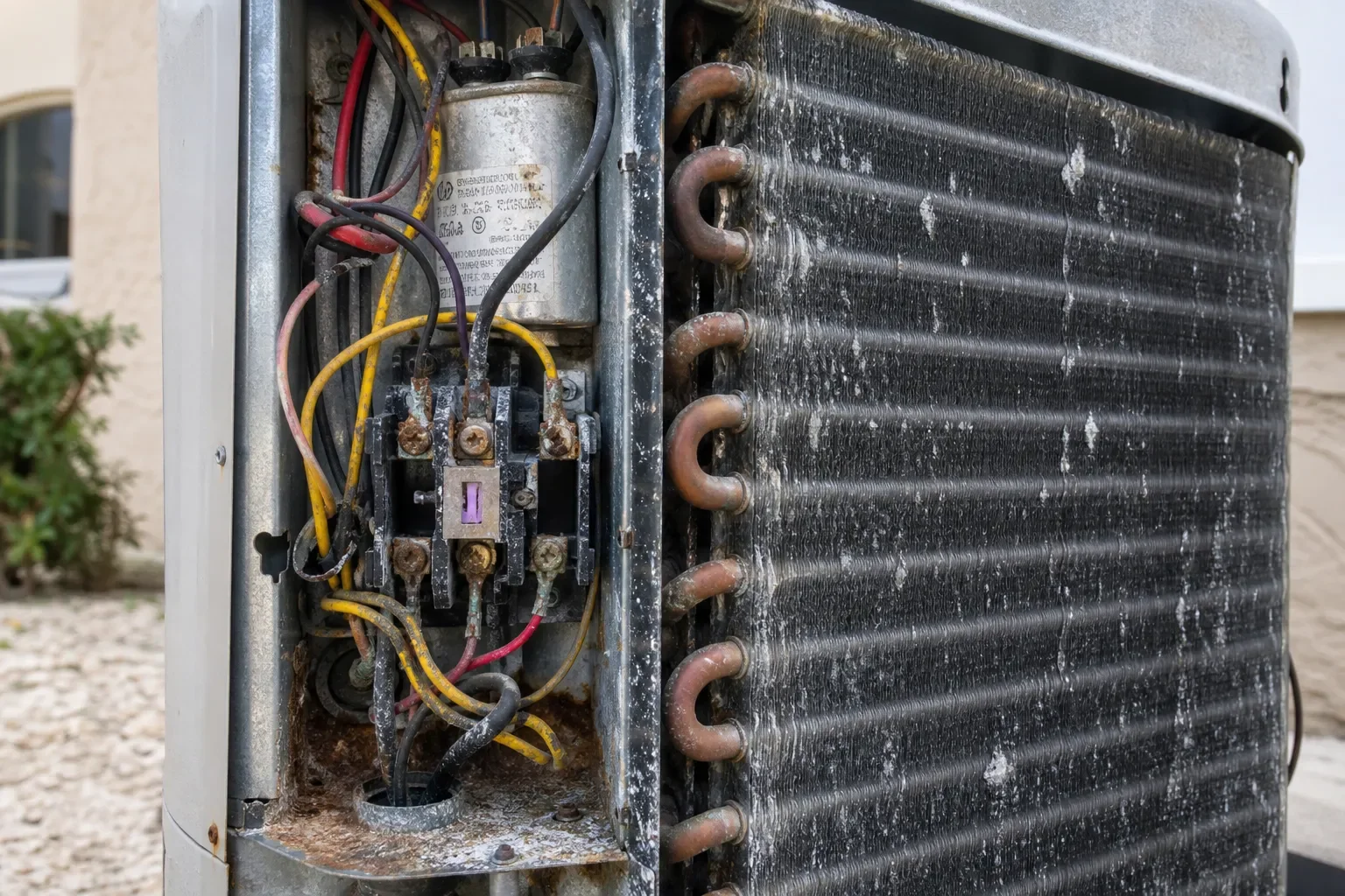 Corrosion on outdoor AC components in a coastal Navarre setting