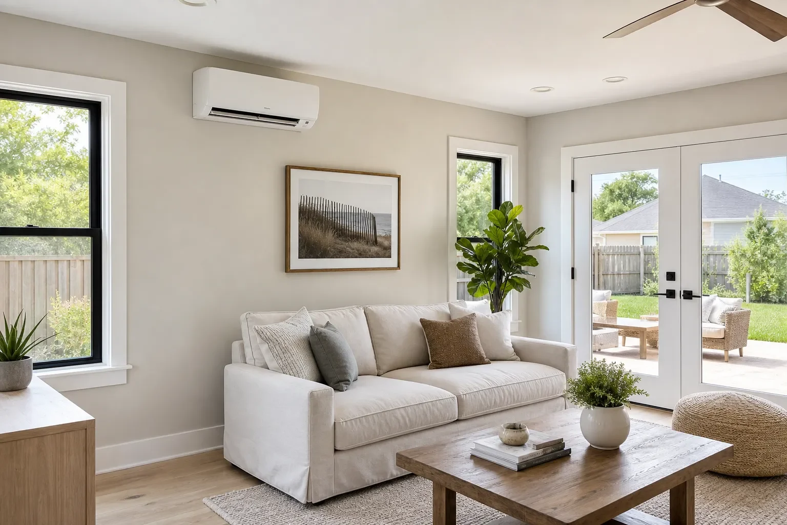 Ductless AC setup in a Navarre home addition