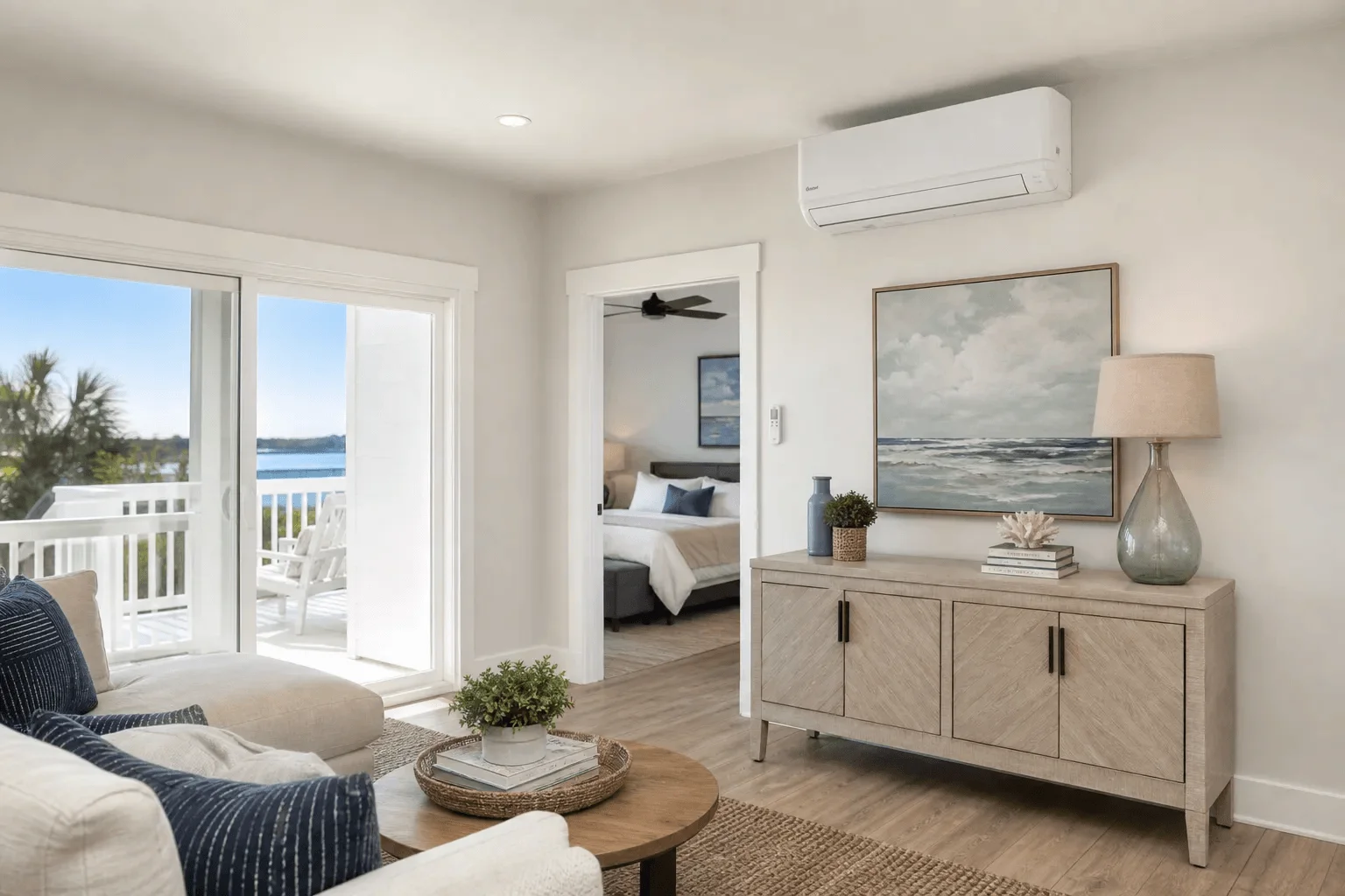 Ductless AC unit installed in a living area in Gulf Breeze