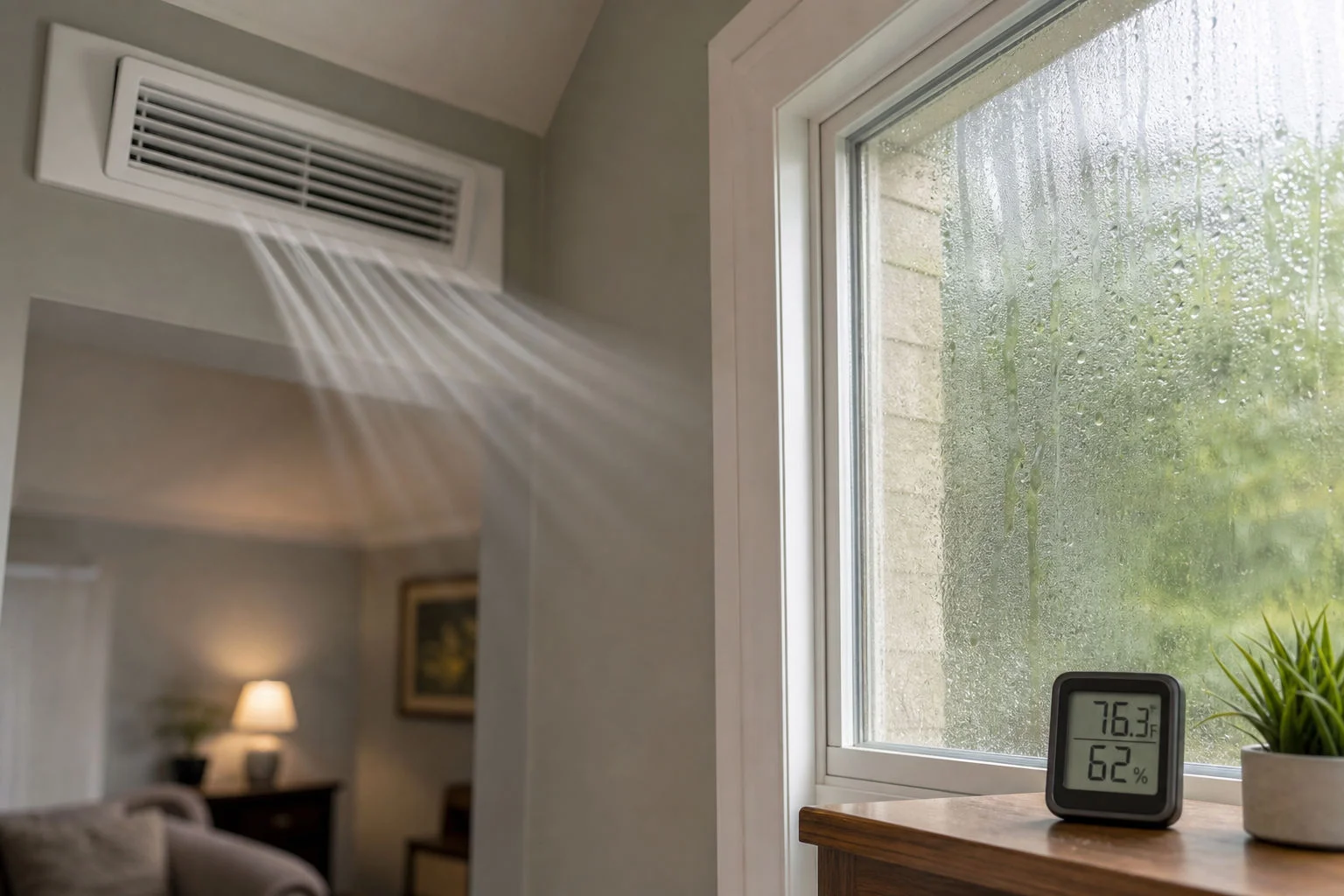 Indoor signs of high humidity affecting AC performance in Mary Esther
