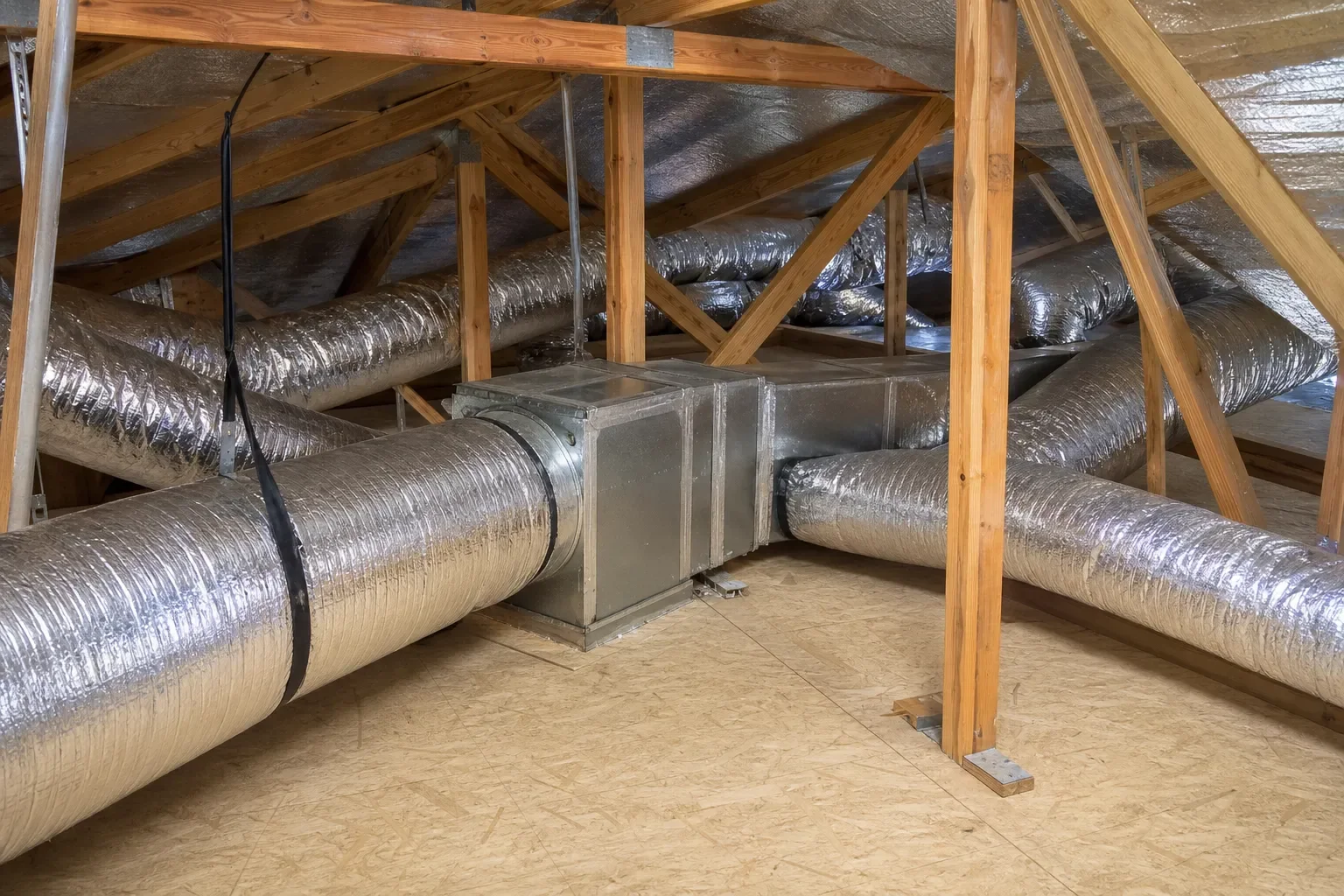 Newly installed replacement ductwork in a Gulf Breeze property for improved airflow