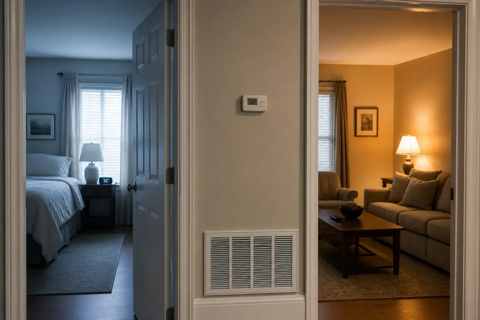 Two rooms with the doors open