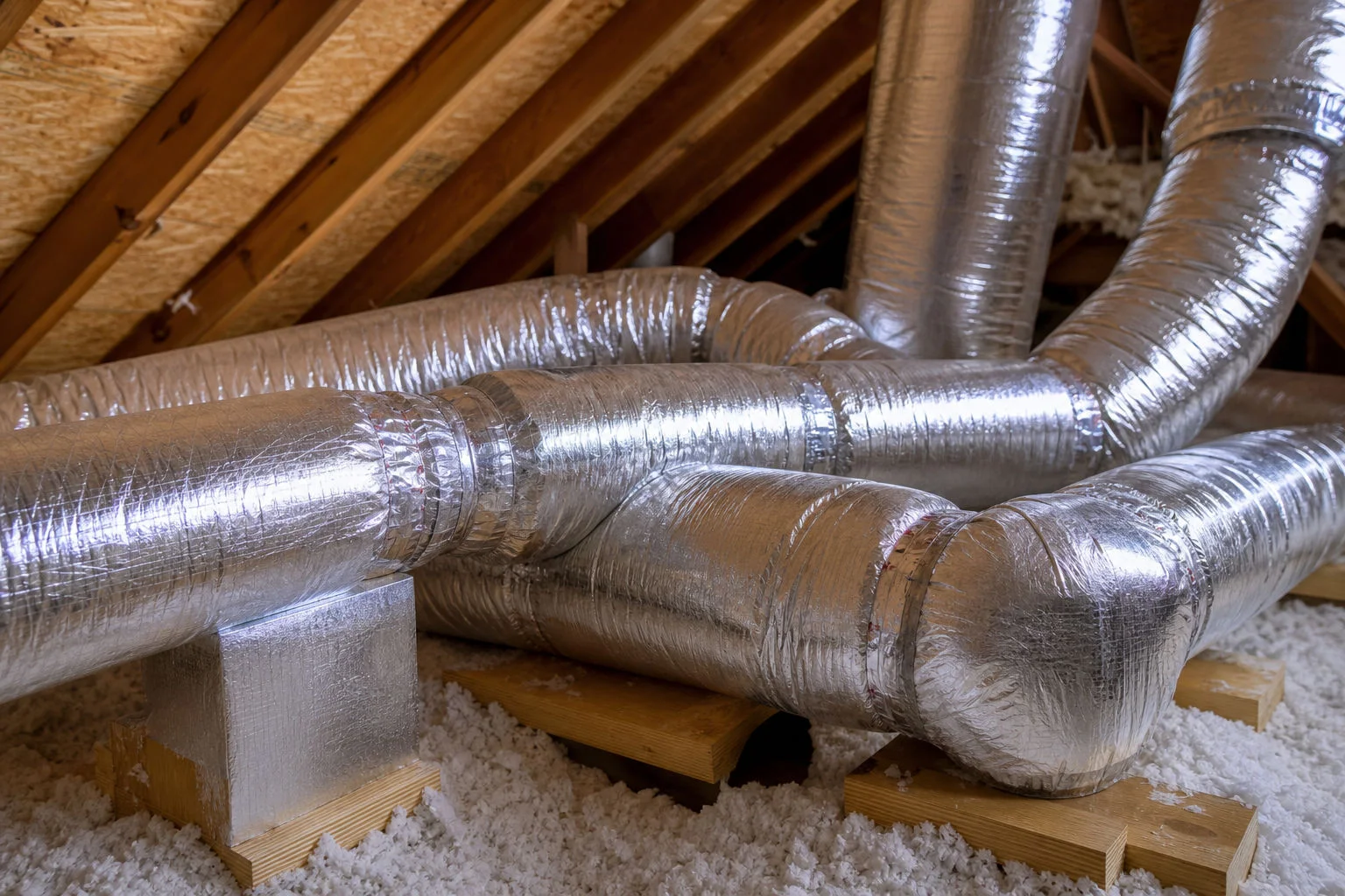 Sealed attic ductwork during air duct replacement and repair in Destin