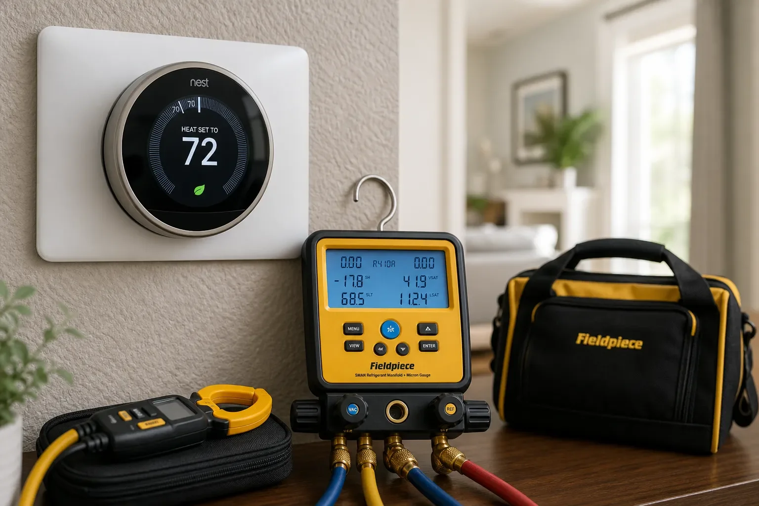 Thermostat and diagnostic evaluation for AC installation in Pace